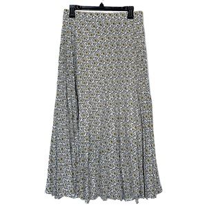MAX STUDIO Pleated Midi Skirt In Cream/ Yellow Sunflower
